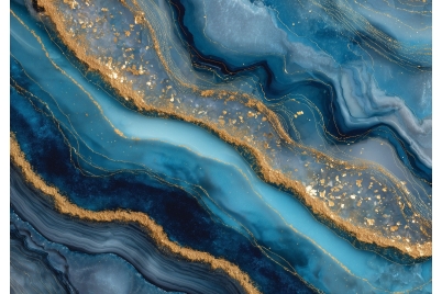 Фототапет Син мрамор злато